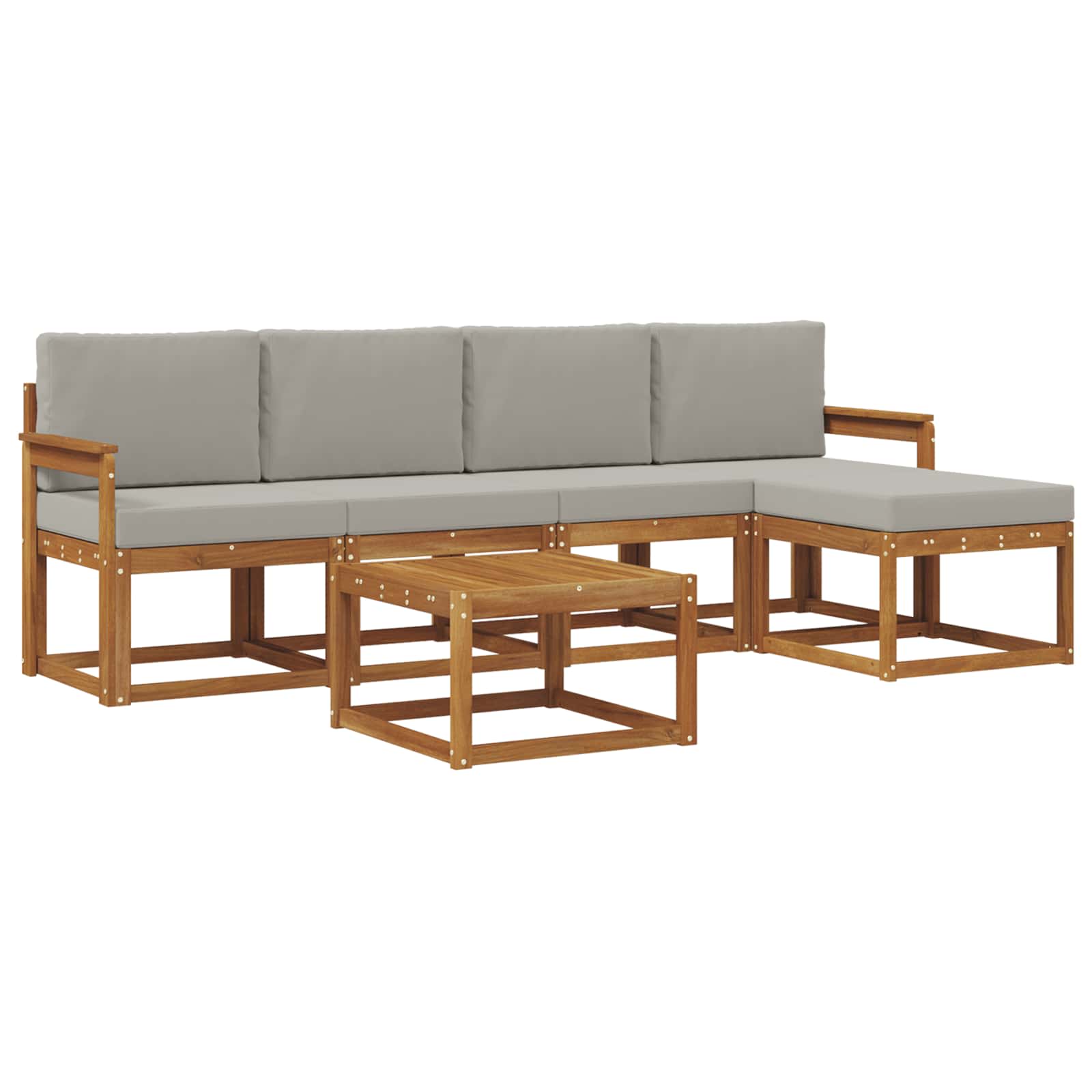 Set di divani da esterno 6 pcs Grigio Naturale e Chiaro | homemem39
