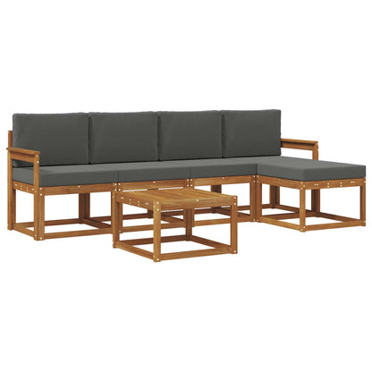 Set di divani da esterno con cuscino 6 pcs Naturale e Antracite | homemem39