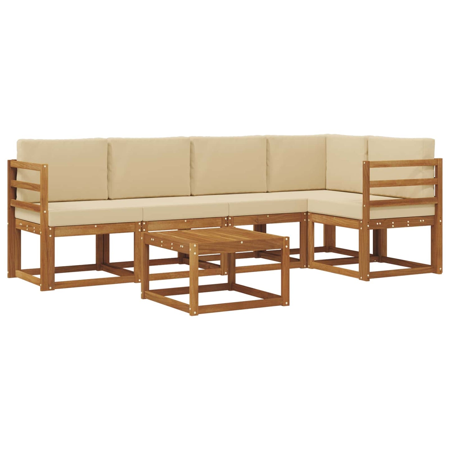 Set di divani da esterno con cuscino 6 pcs Naturale e Beige | homemem39