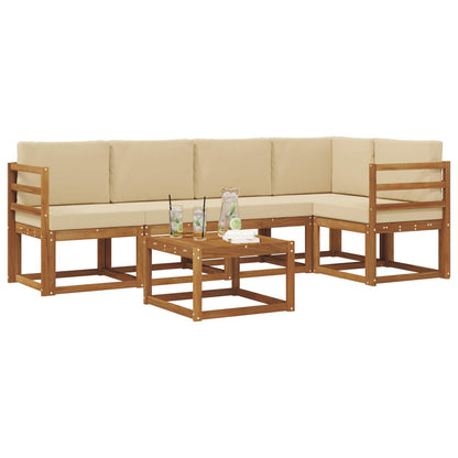 Set di divani da esterno con cuscino 6 pcs Naturale e Beige