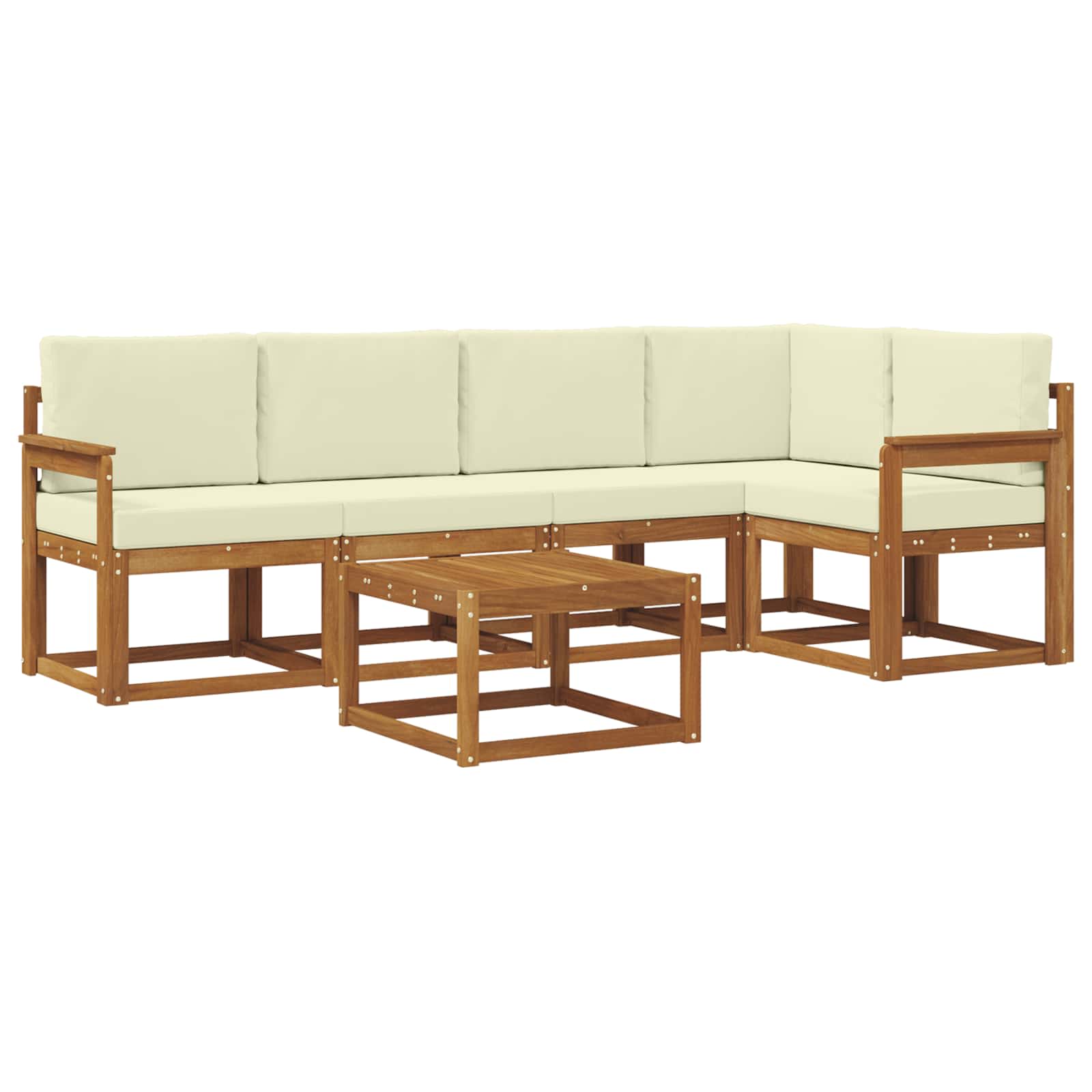 Set di divani da esterno con cuscino 6 pcs Naturale e Crema | homemem39