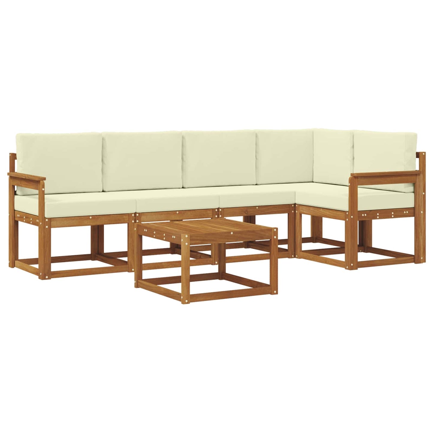 Set di divani da esterno con cuscino 6 pcs Naturale e Crema