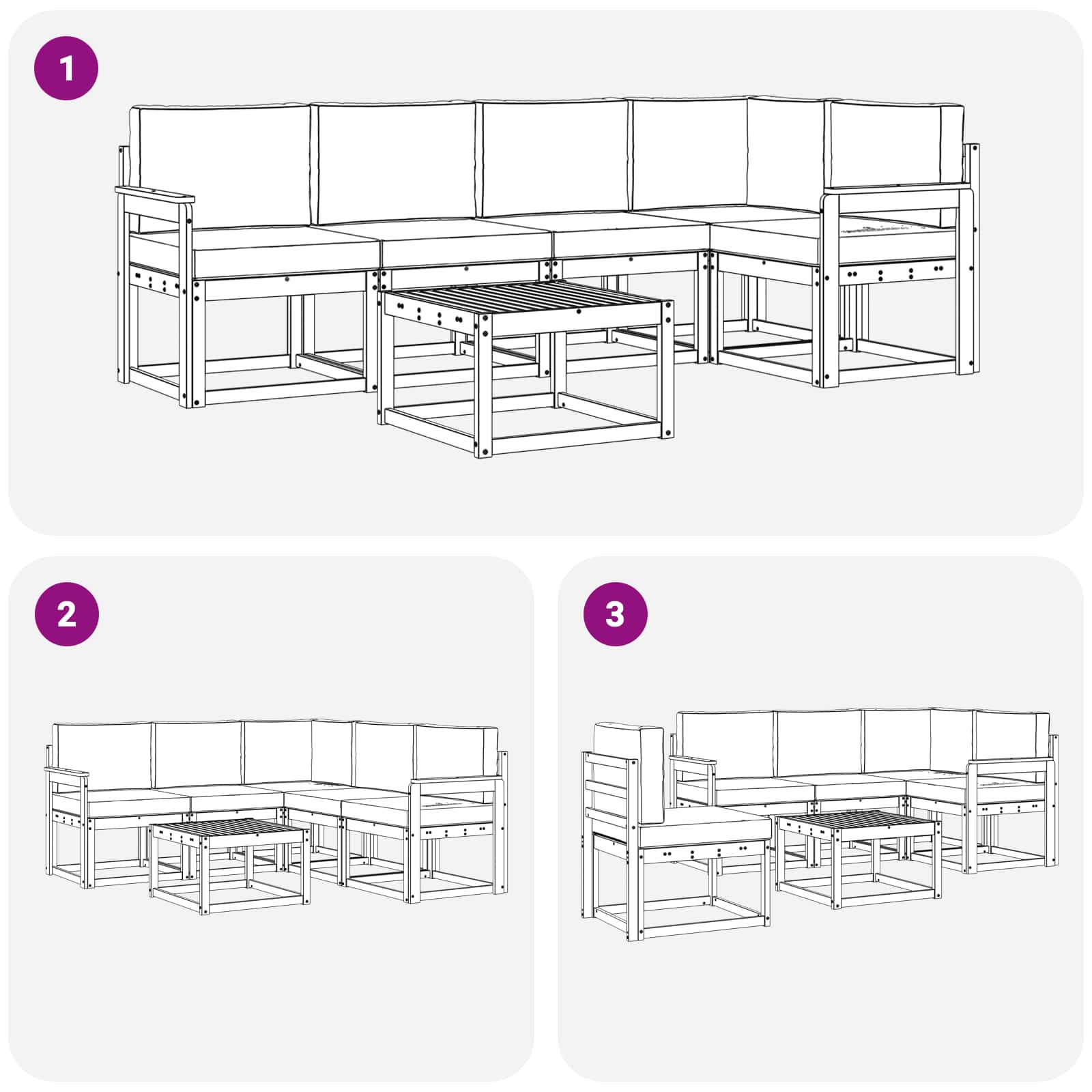 Set di divani da esterno con cuscino 6 pcs Naturale e Crema | homemem39