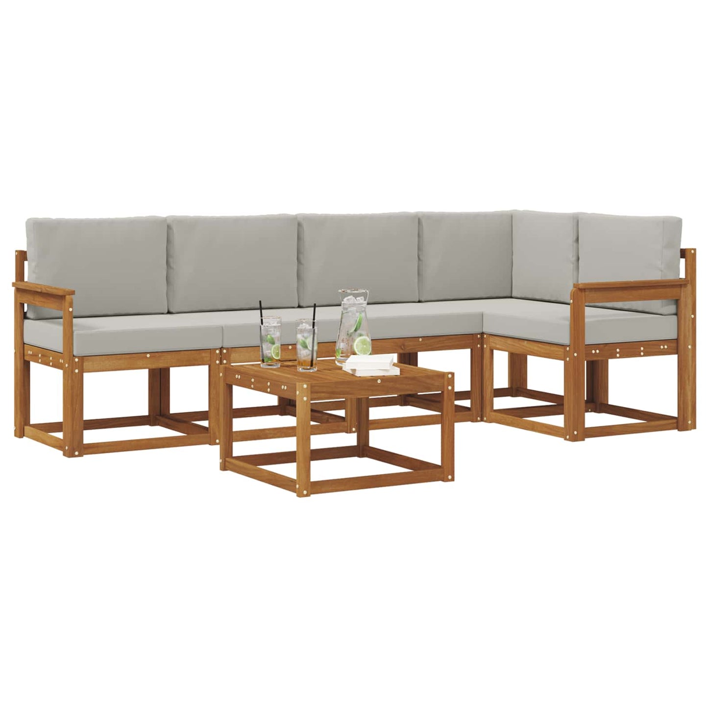 Set di divani da esterno 6 pcs Grigio Naturale e Chiaro | homemem39