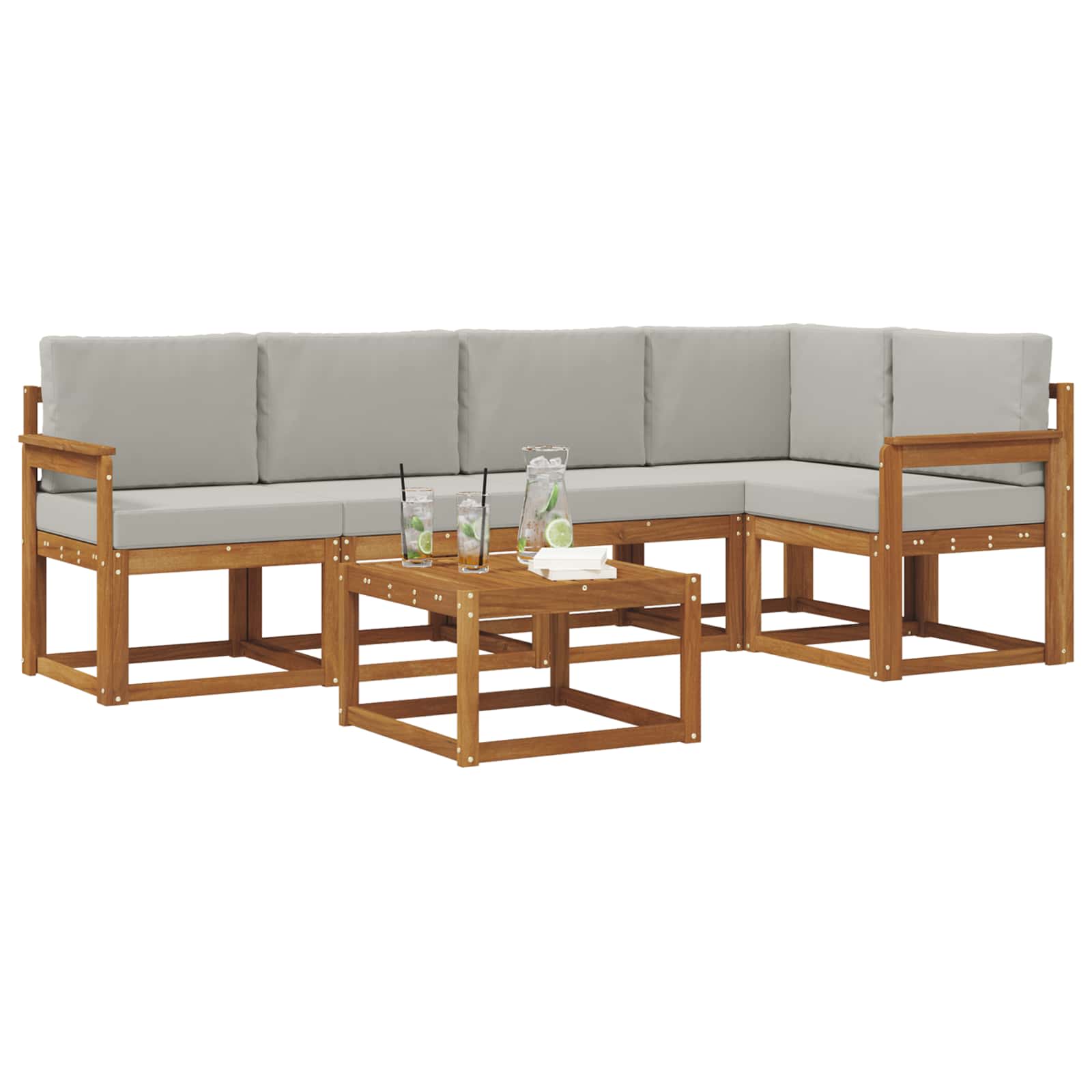 Set di divani da esterno 6 pcs Grigio Naturale e Chiaro | homemem39