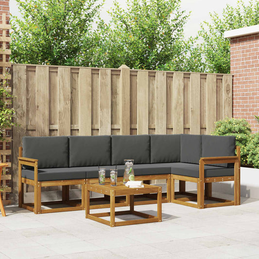 Set di divani da esterno con cuscino 6 pcs Naturale e Antracite