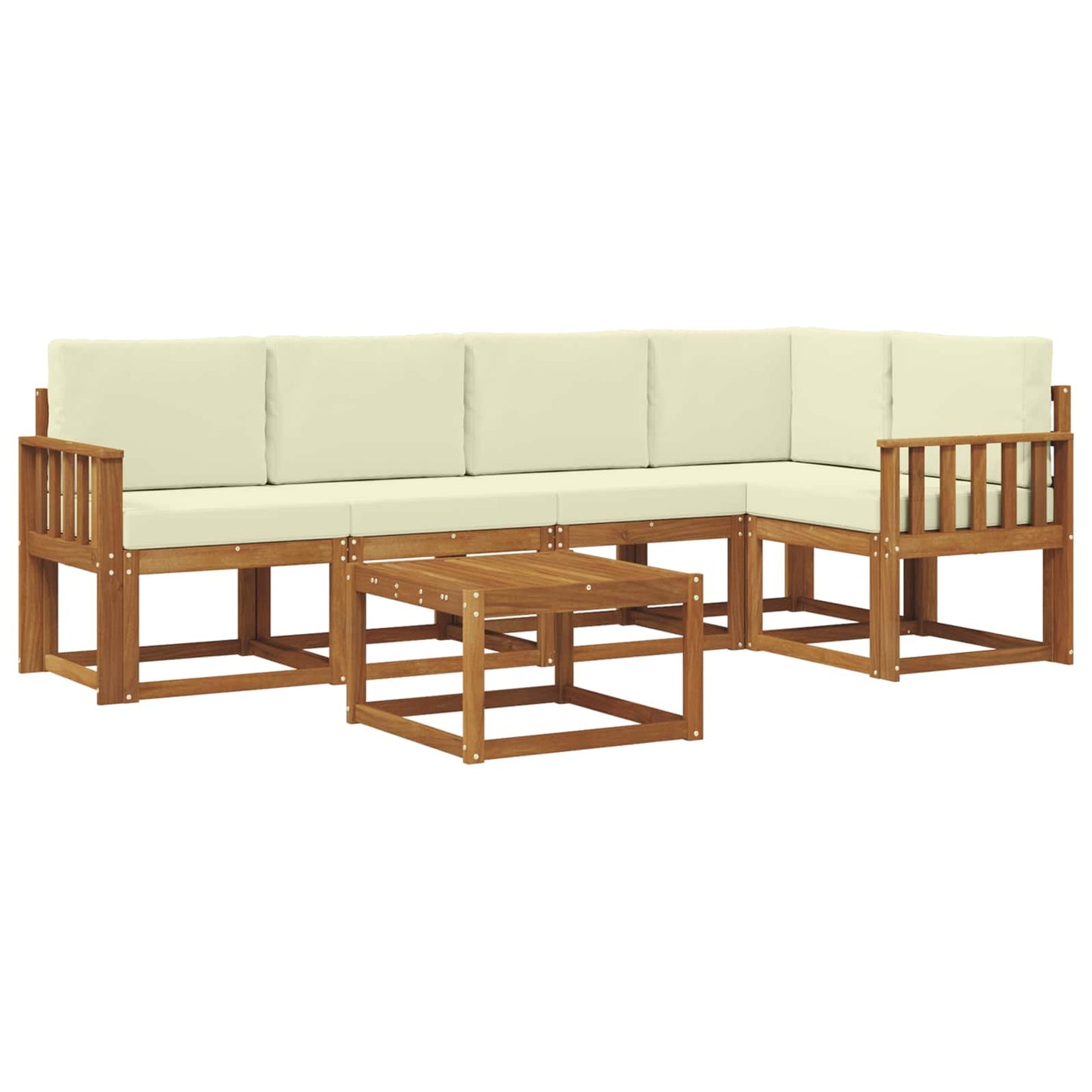 Set di divani da esterno con cuscino 6 pcs Naturale e Crema | homemem39