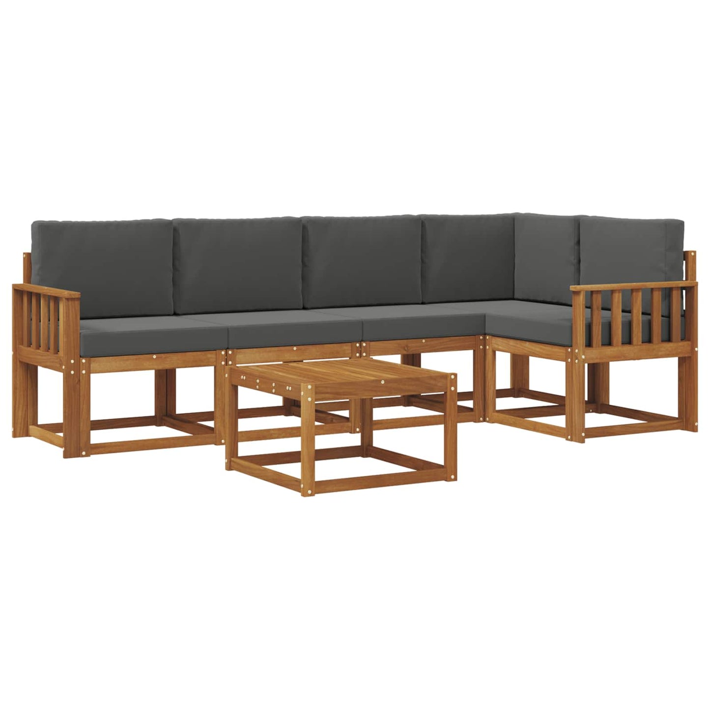 Set di divani da esterno con cuscino 6 pcs Naturale e Antracite | homemem39