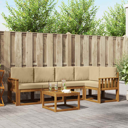 Set di divani da esterno con cuscino 6 pcs Naturale e Beige