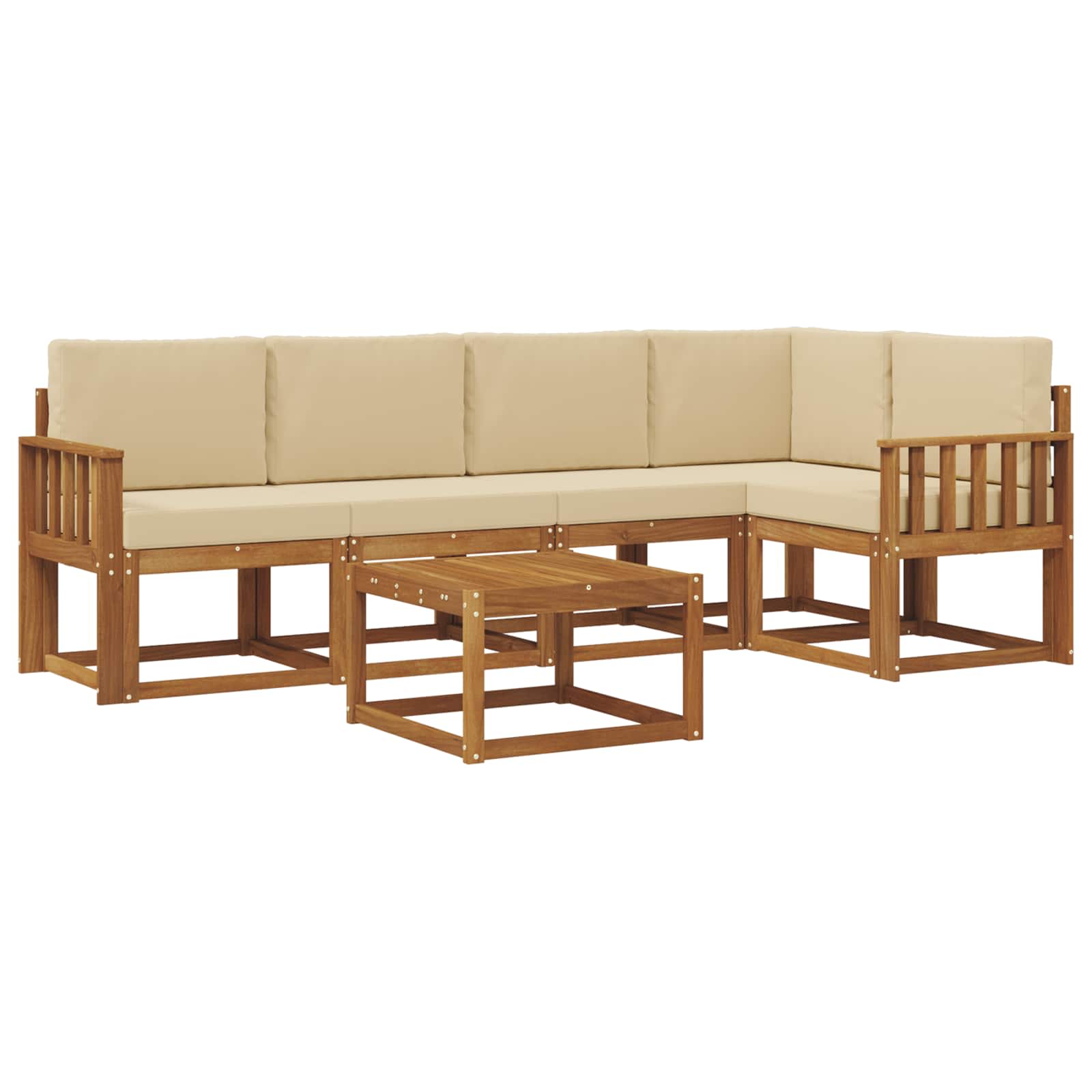 Set di divani da esterno con cuscino 6 pcs Naturale e Beige | homemem39