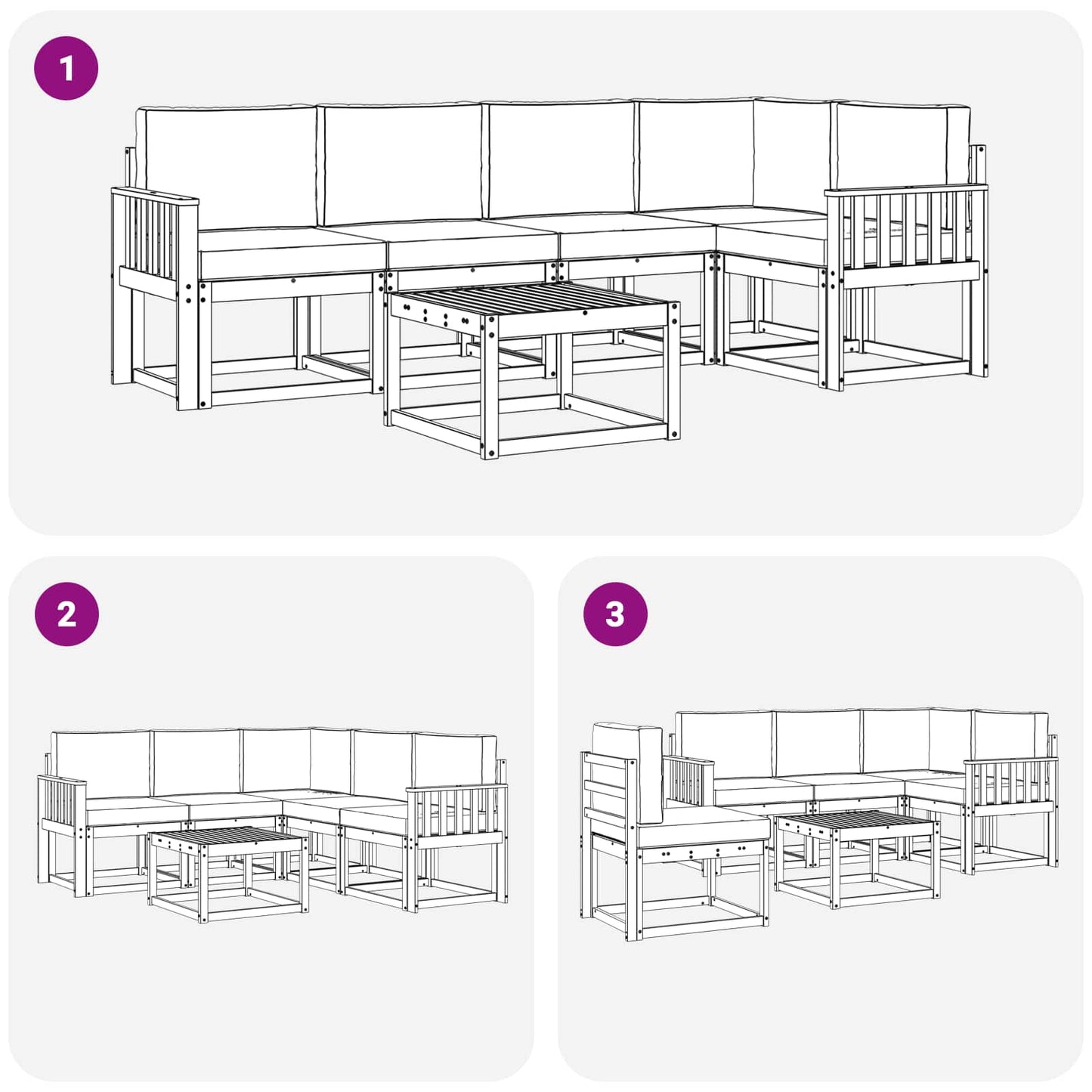 Set di divani da esterno con cuscino 6 pcs Naturale e Beige | homemem39