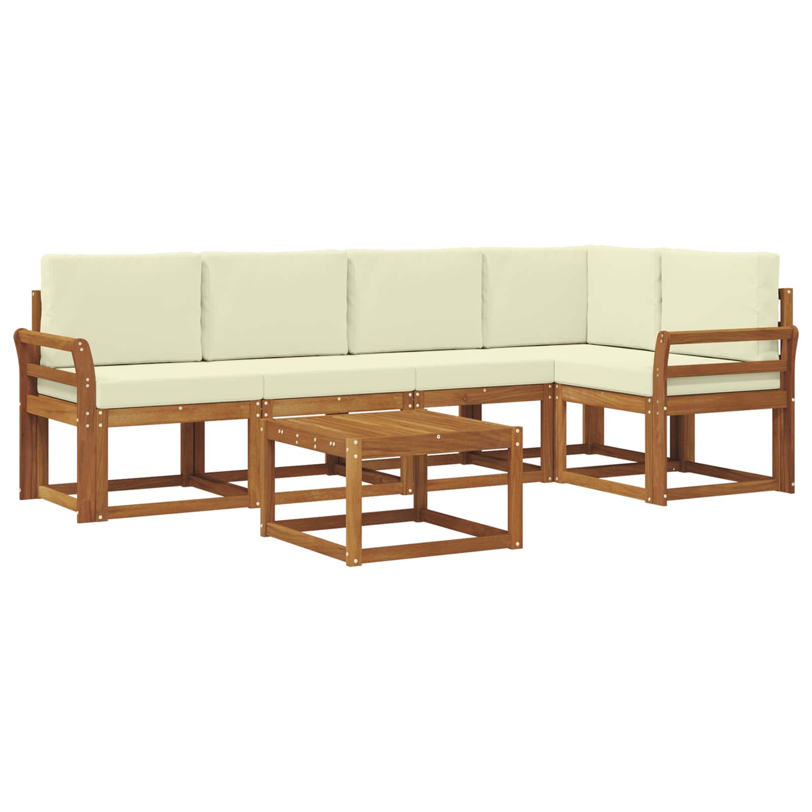 Set di divani da esterno con cuscino 6 pcs Naturale e Crema | homemem39