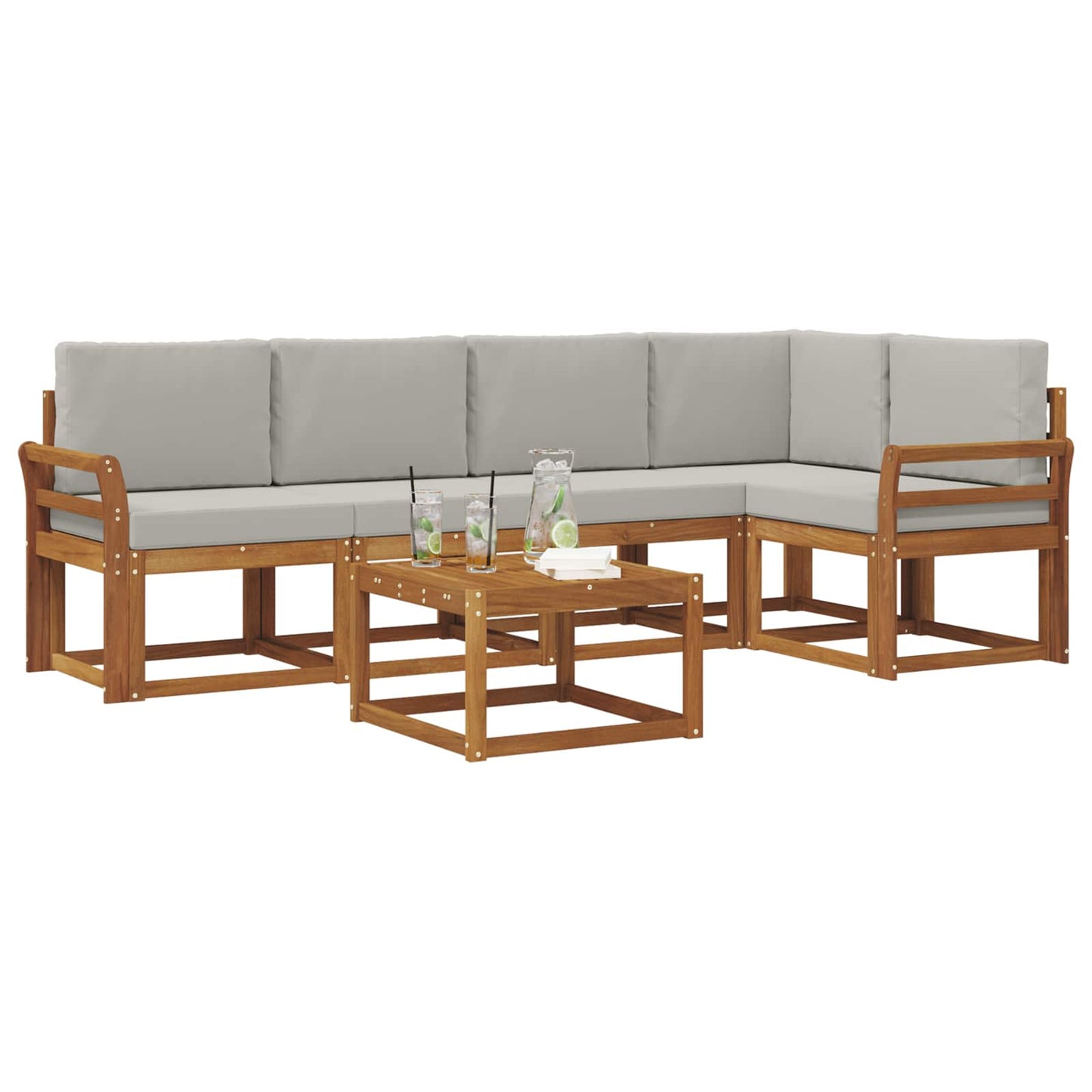 Set di divani da esterno 6 pcs Grigio Naturale e Chiaro | homemem39