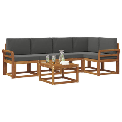 Set di divani da esterno con cuscino 6 pcs Naturale e Antracite | homemem39