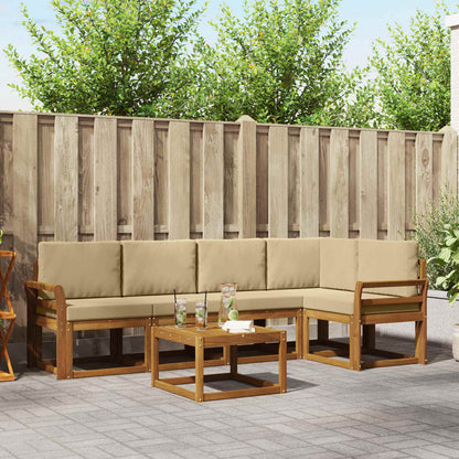Set di divani da esterno con cuscino 6 pcs Naturale e Beige | homemem39