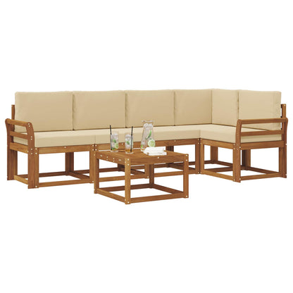 Set di divani da esterno con cuscino 6 pcs Naturale e Beige