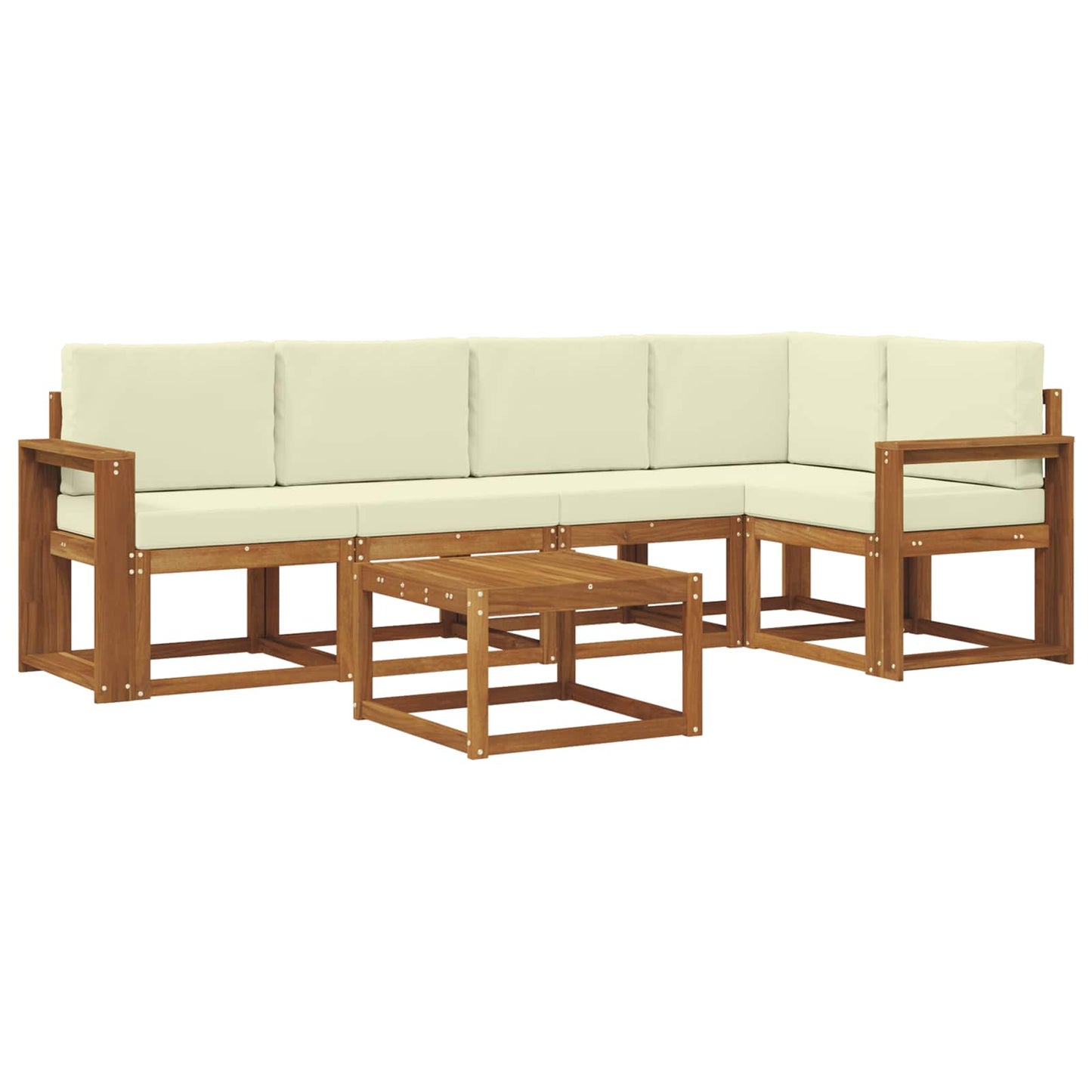 Set di divani da esterno con cuscino 6 pcs Naturale e Crema | homemem39
