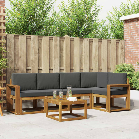 Set di divani da esterno con cuscino 6 pcs Naturale e Antracite
