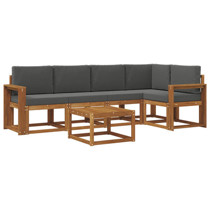 Set di divani da esterno con cuscino 6 pcs Naturale e Antracite