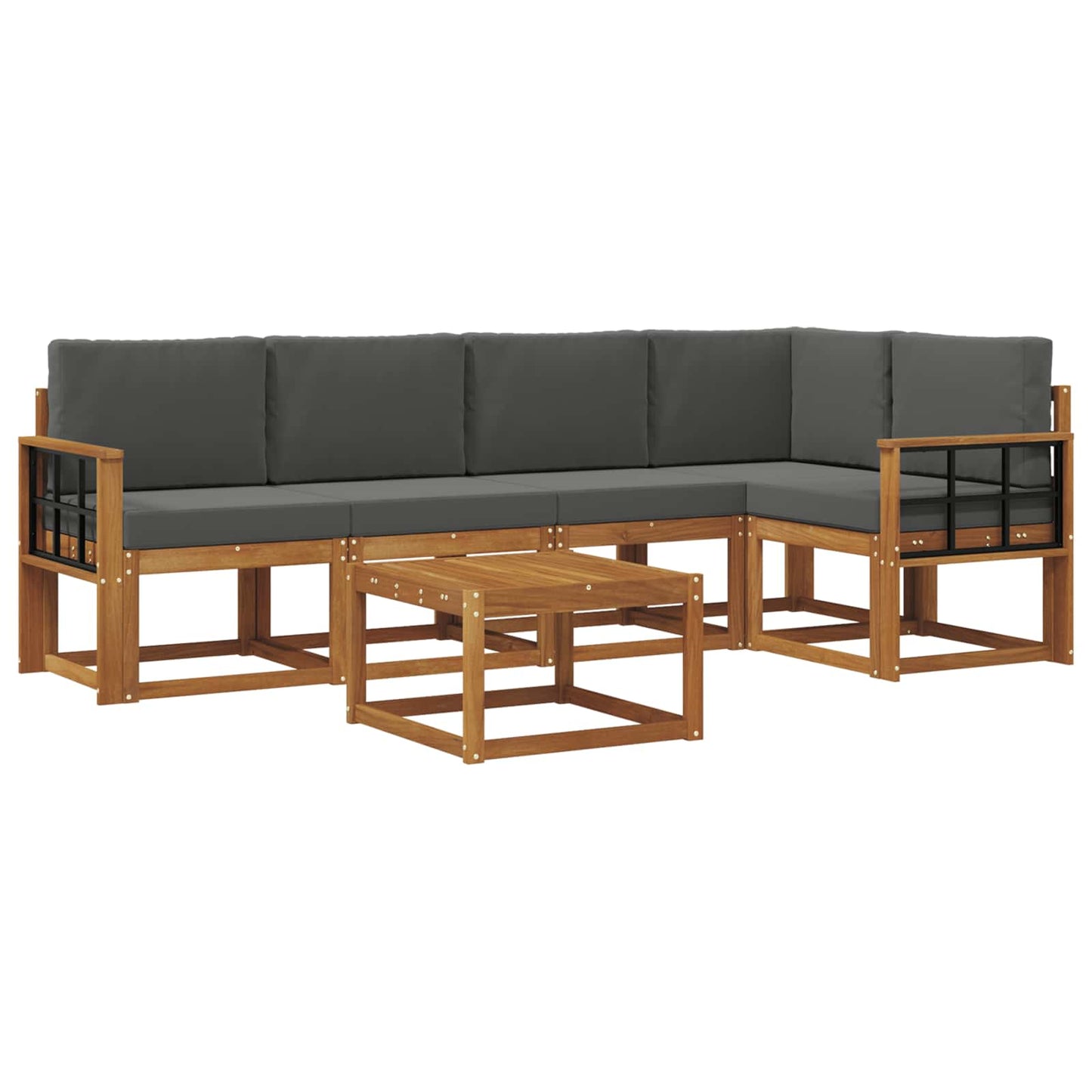 Set di divani da esterno con cuscino 6 pcs Naturale e Antracite | homemem39