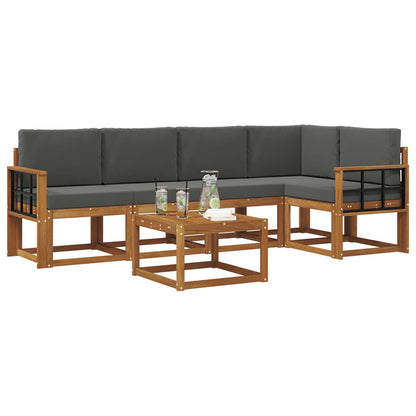 Set di divani da esterno con cuscino 6 pcs Naturale e Antracite | homemem39