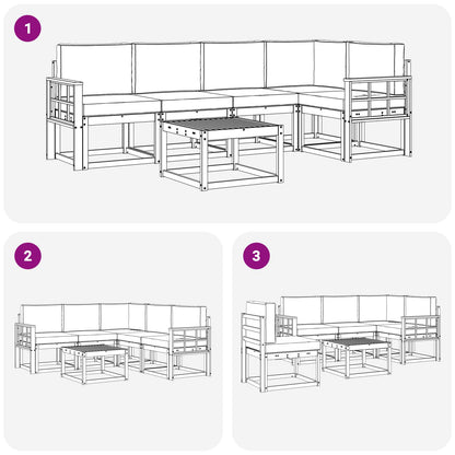 Set di divani da esterno con cuscino 6 pcs Naturale e Antracite | homemem39