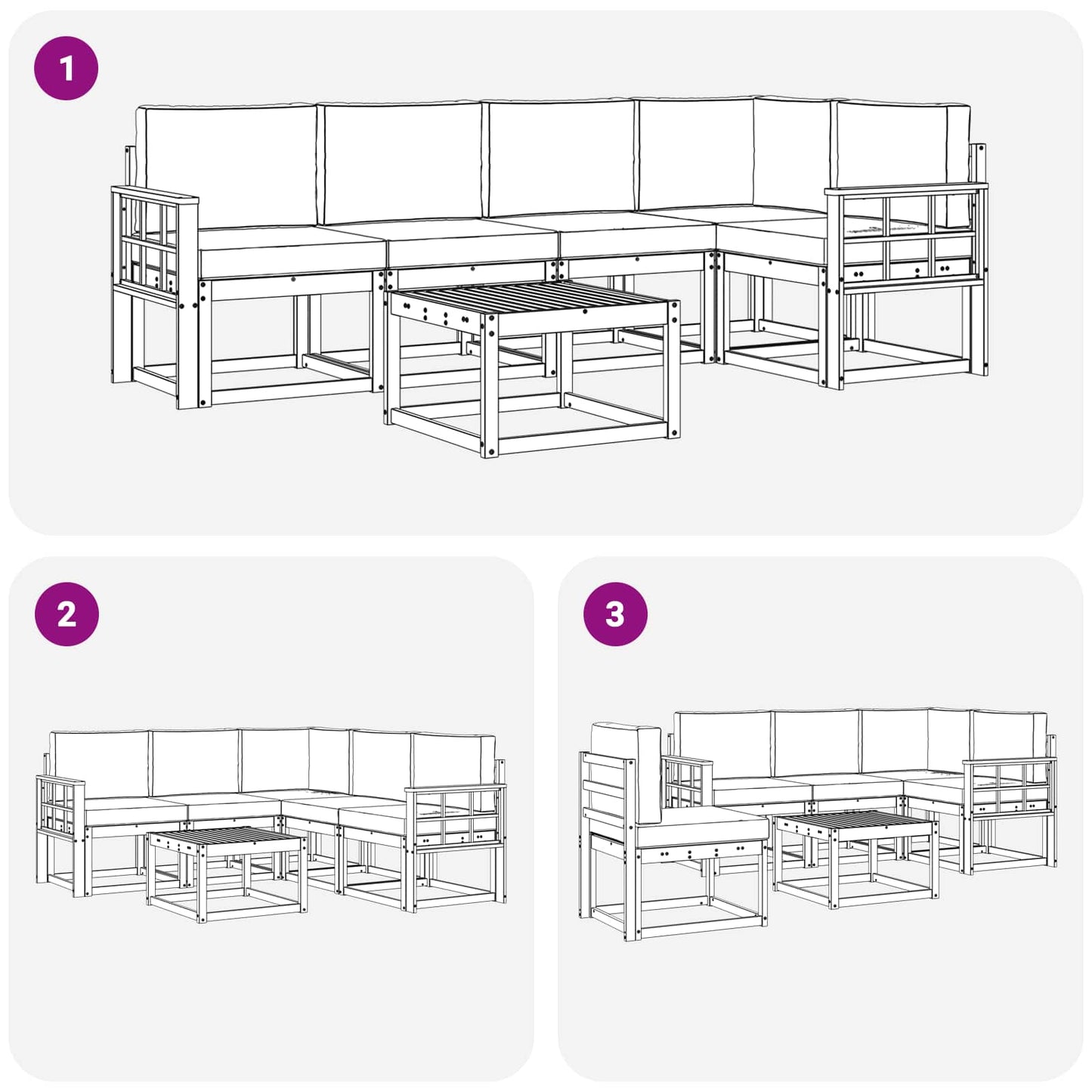 Set di divani da esterno con cuscino 6 pcs Naturale e Beige | homemem39