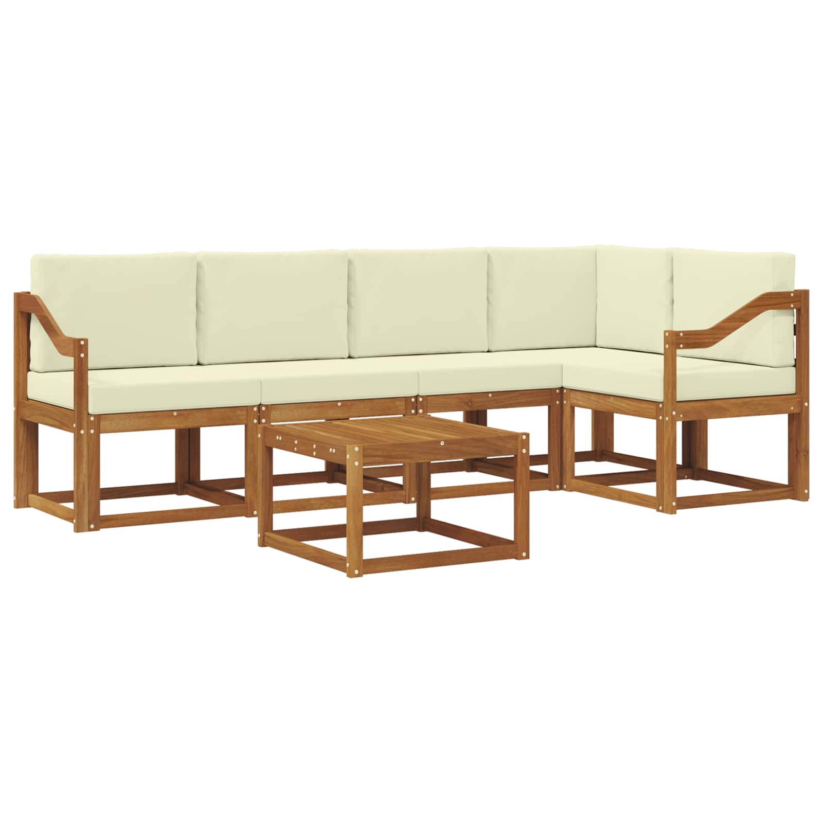 Set di divani da esterno con cuscino 6 pcs Naturale e Crema | homemem39