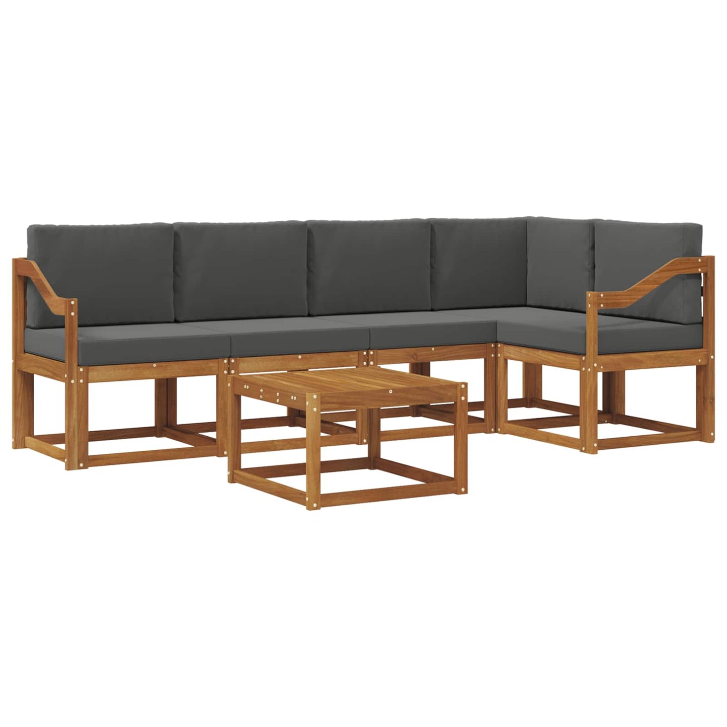 Set di divani da esterno con cuscino 6 pcs Naturale e Antracite | homemem39