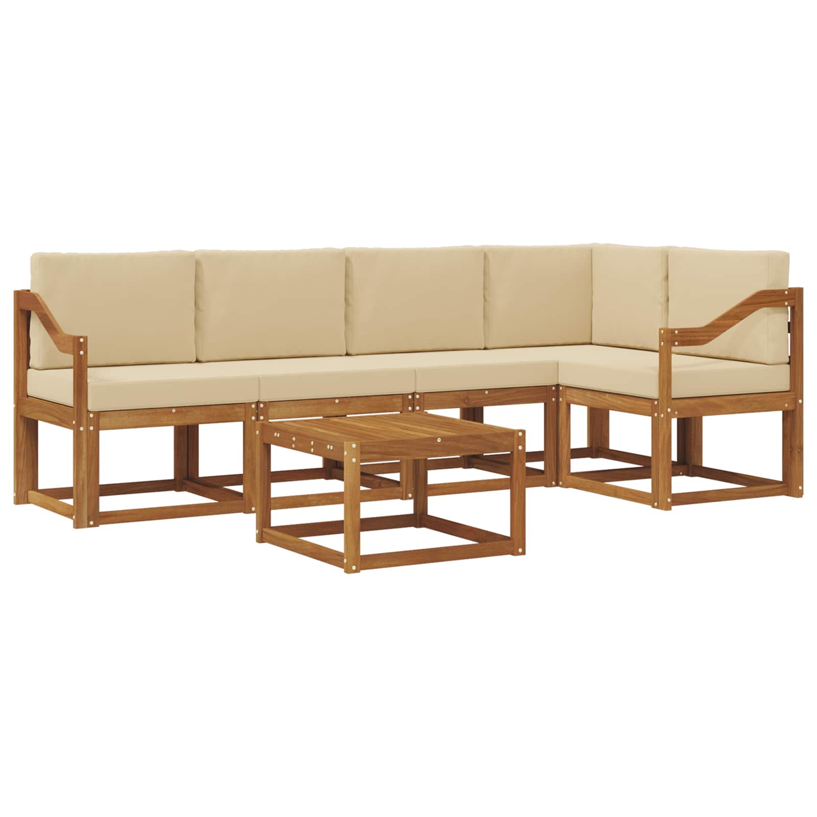 Set di divani da esterno con cuscino 6 pcs Naturale e Beige | homemem39