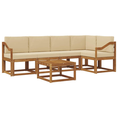 Set di divani da esterno con cuscino 6 pcs Naturale e Beige | homemem39