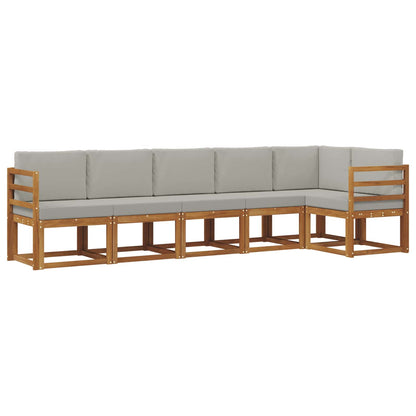 Set di divani da esterno 6 pcs Grigio Naturale e Chiaro