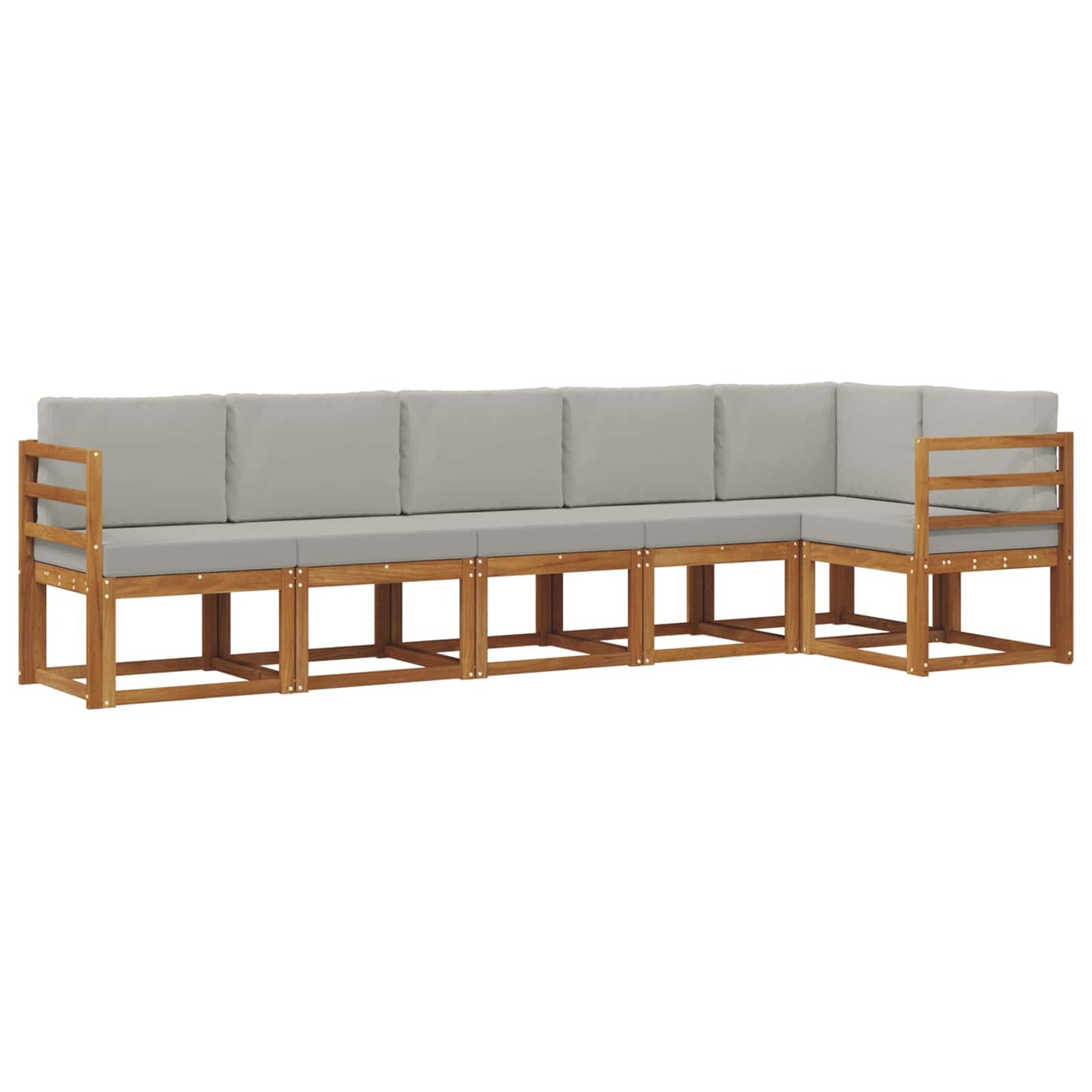 Set di divani da esterno 6 pcs Grigio Naturale e Chiaro