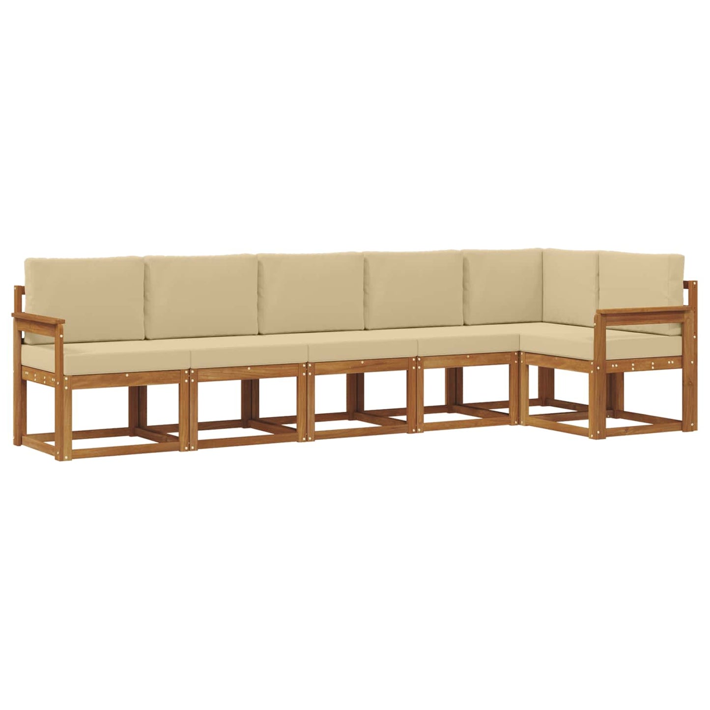 Set di divani da esterno con cuscino 6 pcs Naturale e Beige | homemem39