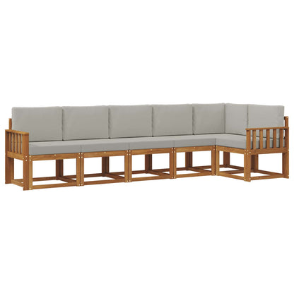Set di divani da esterno 6 pcs Grigio Naturale e Chiaro