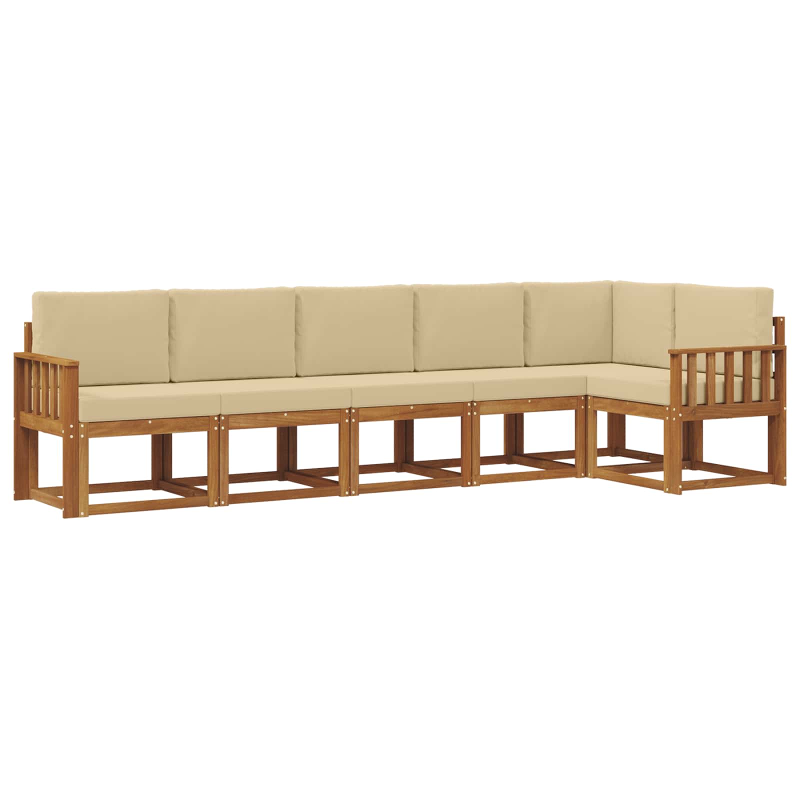 Set di divani da esterno con cuscino 6 pcs Naturale e Beige | homemem39