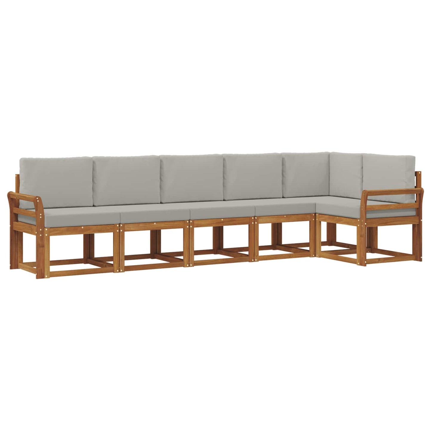 Set di divani da esterno 6 pcs Grigio Naturale e Chiaro