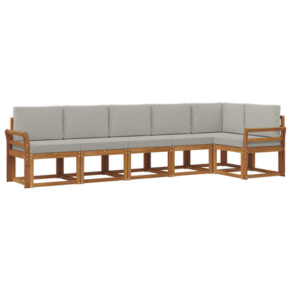 Set di divani da esterno 6 pcs Grigio Naturale e Chiaro