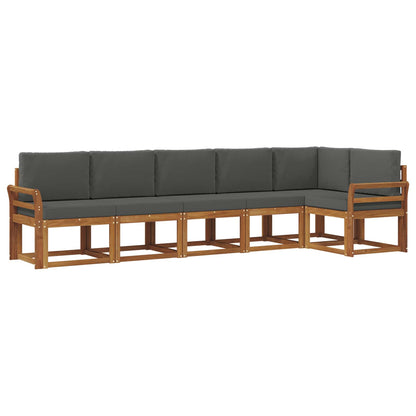 Set di divani da esterno con cuscino 6 pcs Naturale e Antracite | homemem39