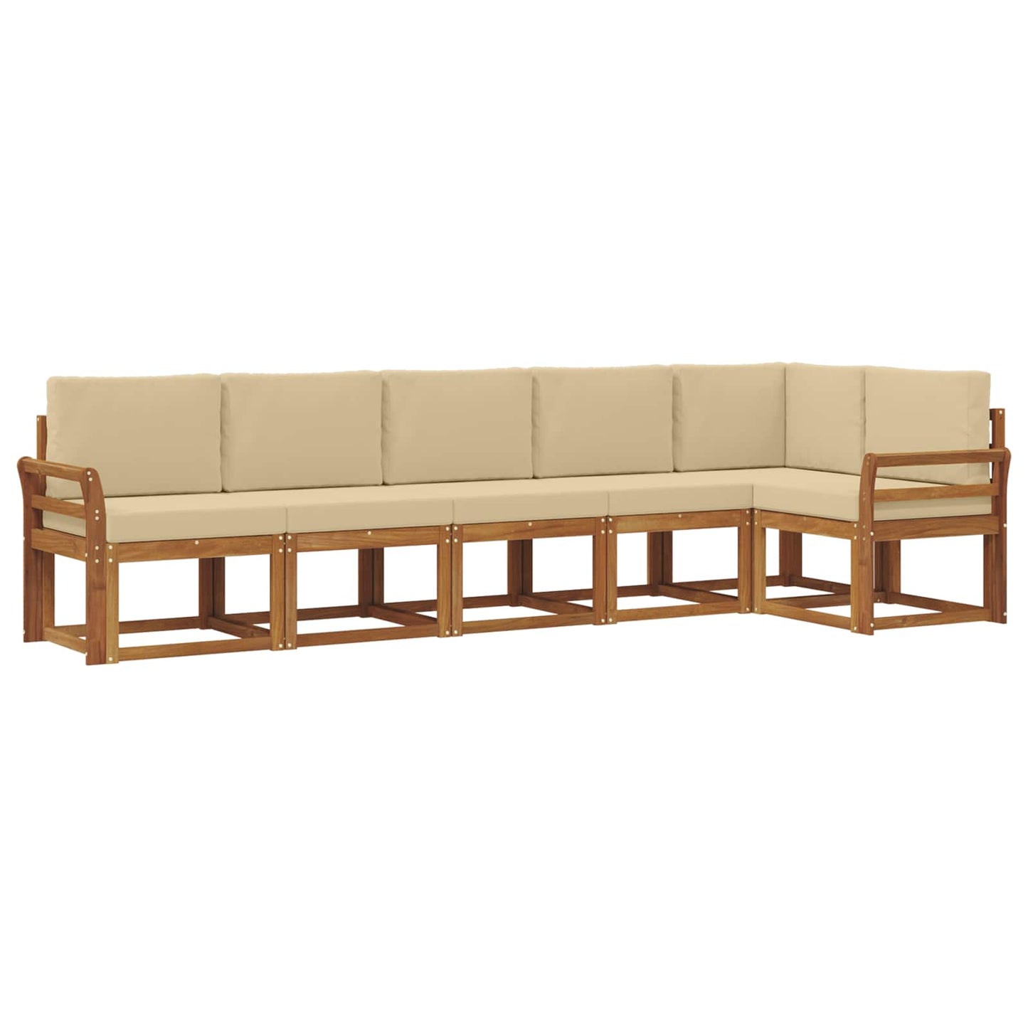Set di divani da esterno con cuscino 6 pcs Naturale e Beige | homemem39