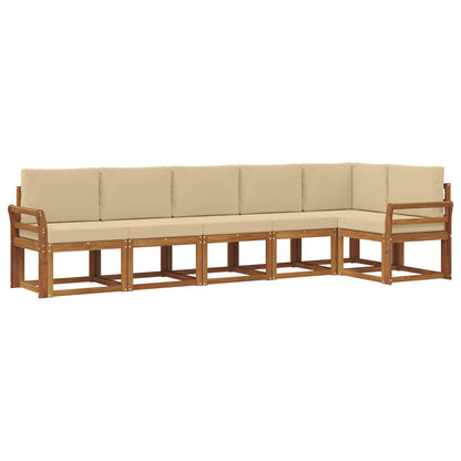 Set di divani da esterno con cuscino 6 pcs Naturale e Beige | homemem39