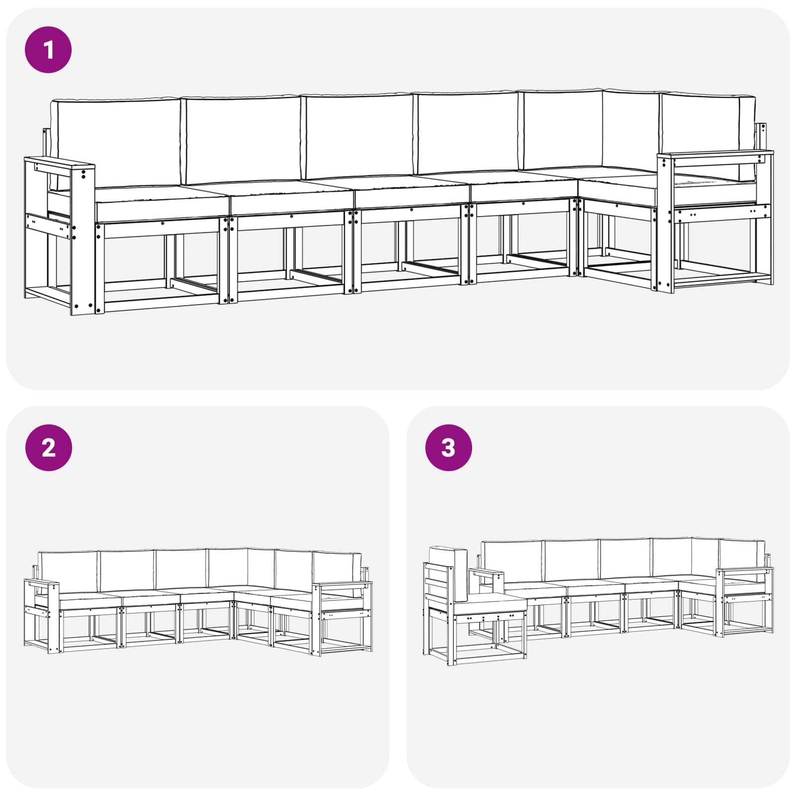 Set di divani da esterno 6 pcs Grigio Naturale e Chiaro | homemem39