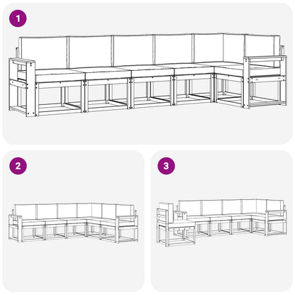 Set di divani da esterno con cuscino 6 pcs Naturale e Antracite | homemem39