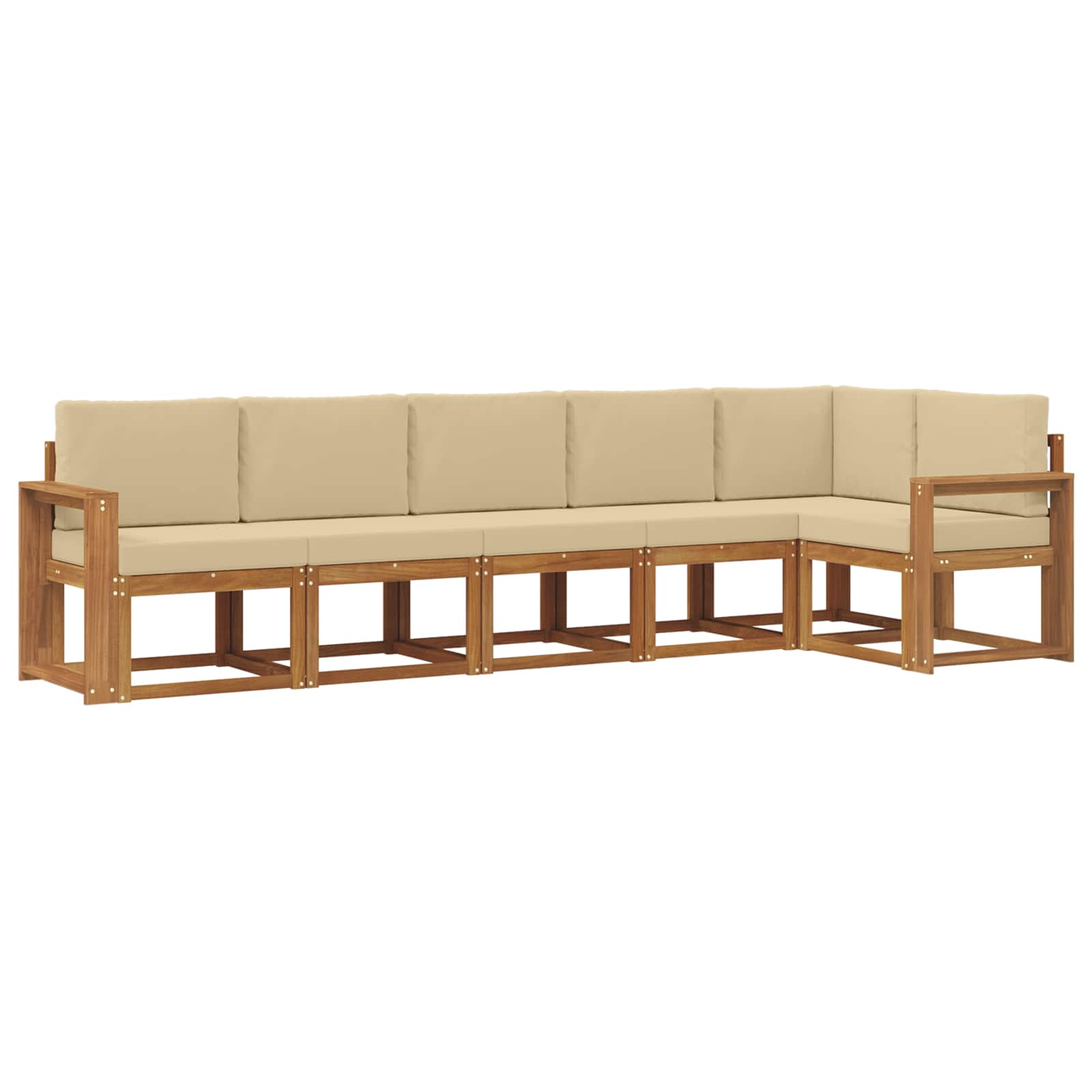 Set di divani da esterno con cuscino 6 pcs Naturale e Beige | homemem39