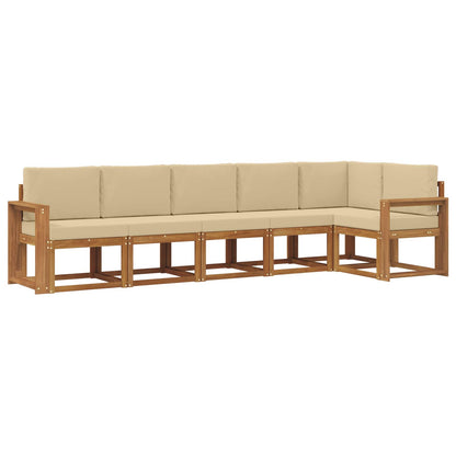 Set di divani da esterno con cuscino 6 pcs Naturale e Beige