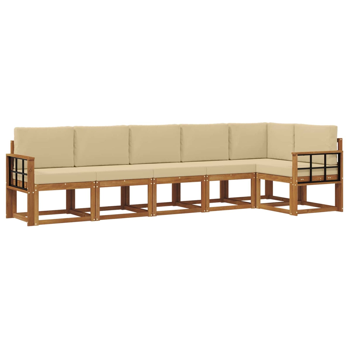 Set di divani da esterno con cuscino 6 pcs Naturale e Beige