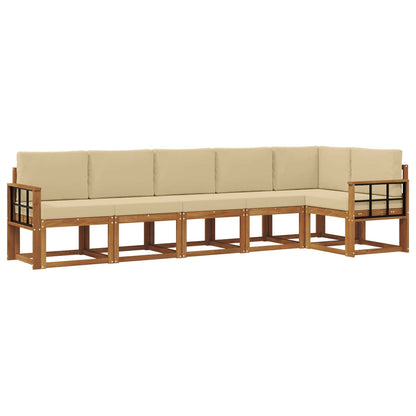 Set di divani da esterno con cuscino 6 pcs Naturale e Beige