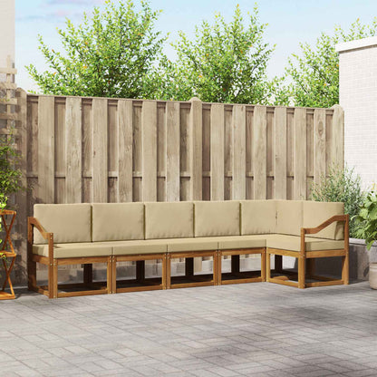 Set di divani da esterno con cuscino 6 pcs Naturale e Beige