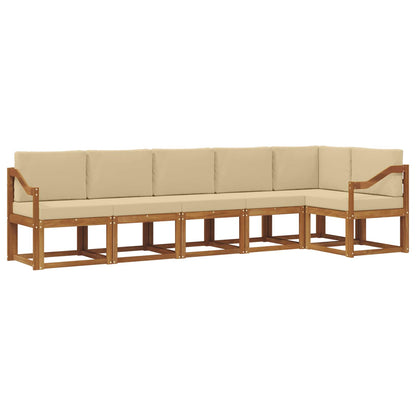 Set di divani da esterno con cuscino 6 pcs Naturale e Beige | homemem39
