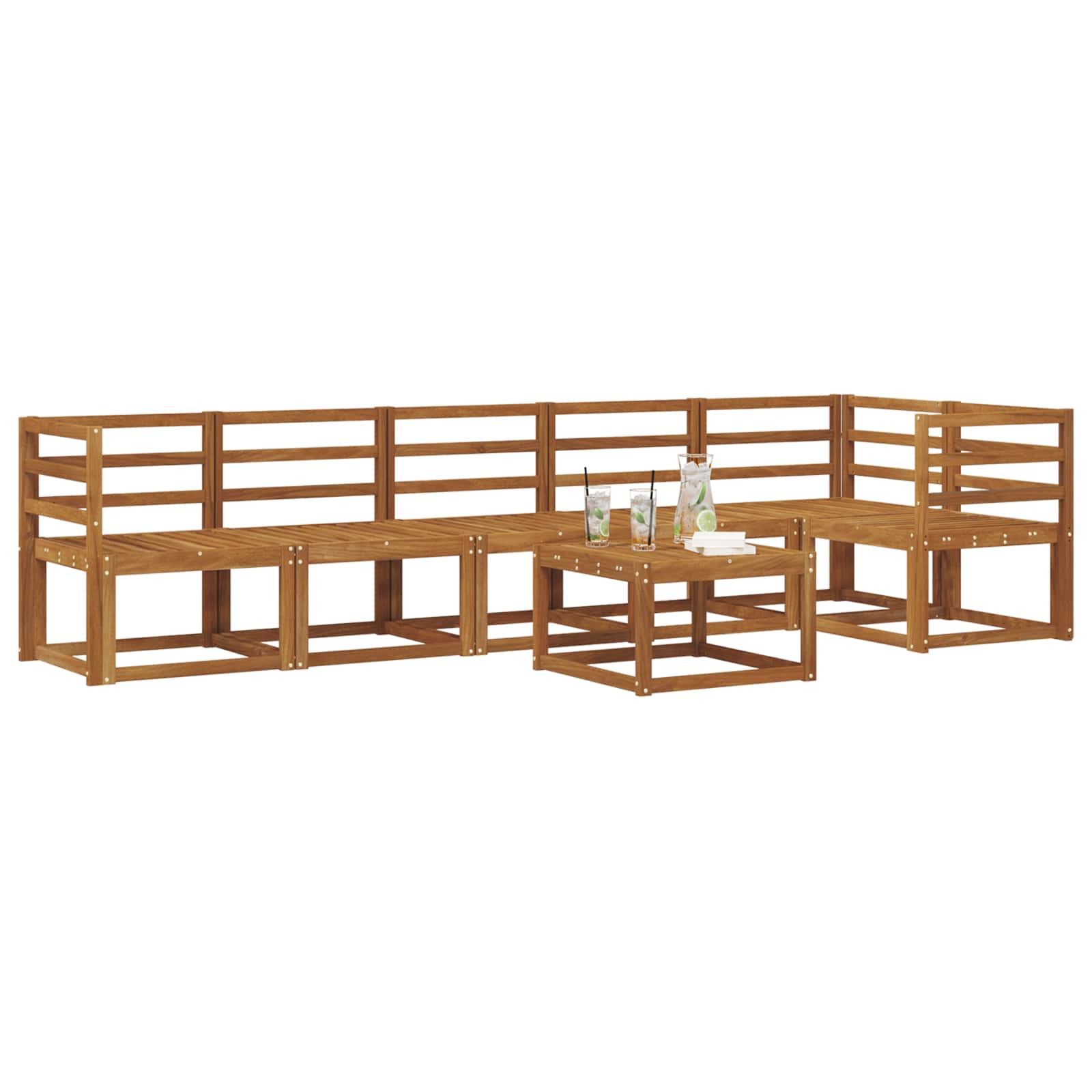 Set di divani da esterno 7 pz Naturale Legno di Acacia Massello | homemem39